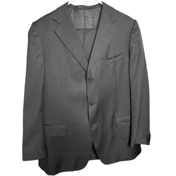 Ermenegildo Zegna Black Wool-blend Pinstripe Suit - Picture 1 of 7